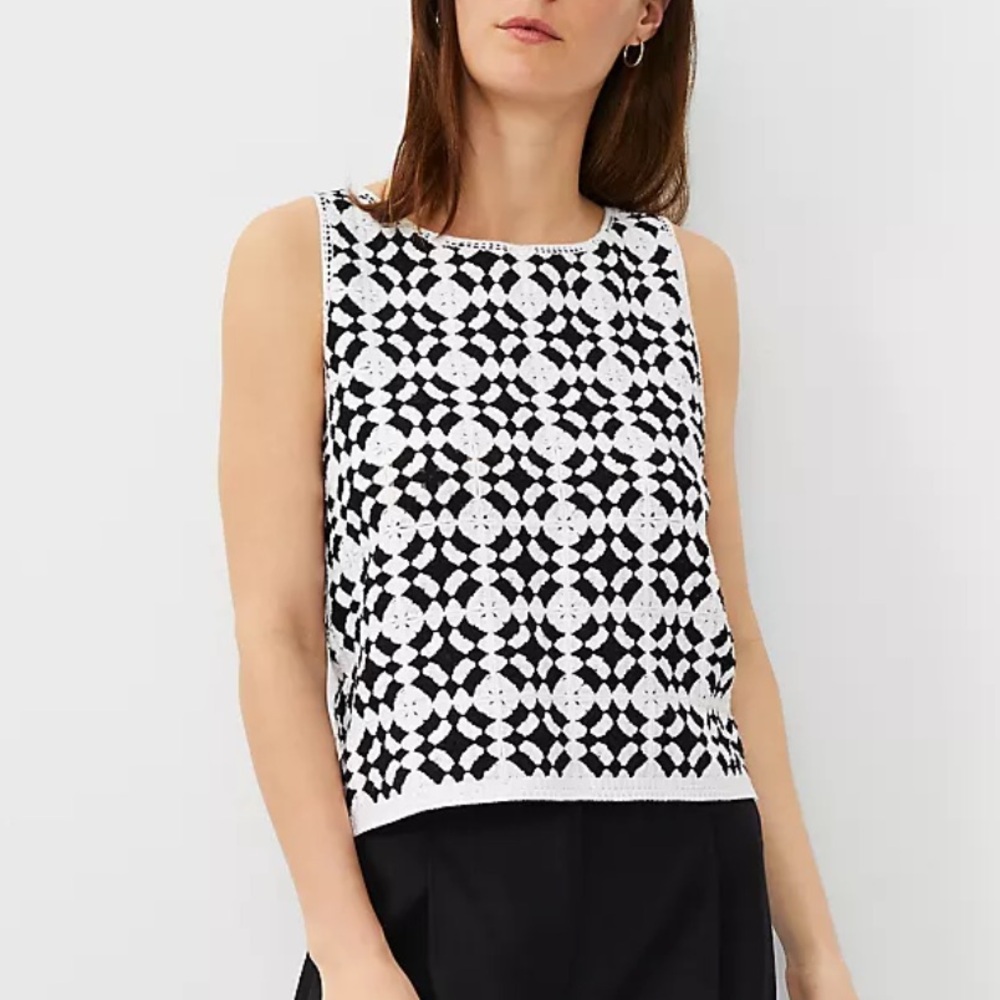 Ann Taylor Crochet Sweater Shell Sleeveless Top